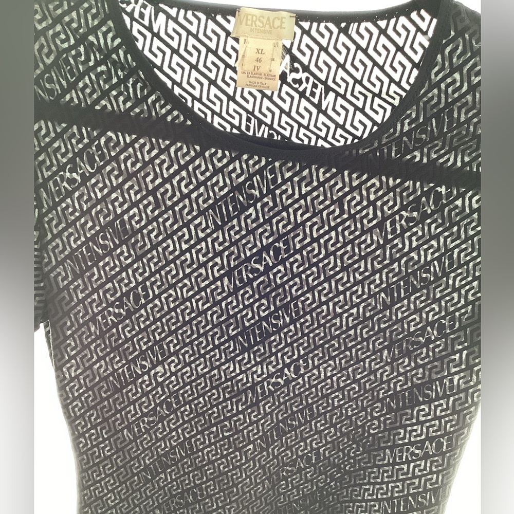 Versace Greek key pattern mesh Logo Top